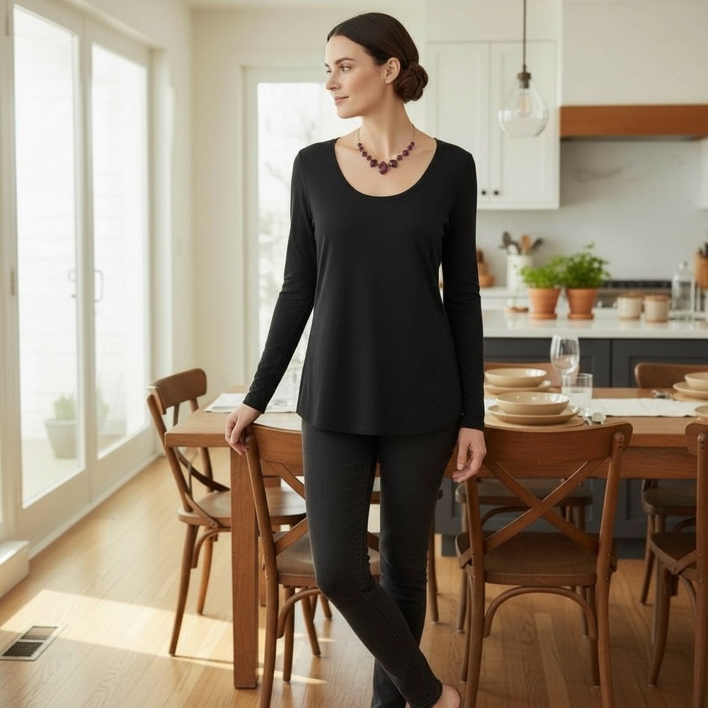 Karen Kane Black Essentials Top Stretchy Scoop Neck M, XL